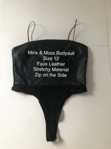 Black MINX & Moss Bodysuit $10. Size 12. Faux Leather.