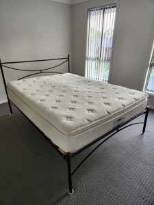 Queen size bed, mattress and frame