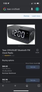 Teac CRX25UBT Bluetooth FM Clock Radio