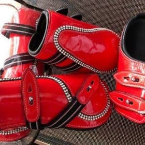 Red Patent Leather Bling Riding Boots - Horse