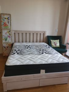New Queen bed with 2 drawers and New Jersey Firm Mattress