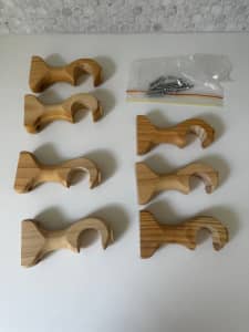 Wooden Curtain Rod holders x 7