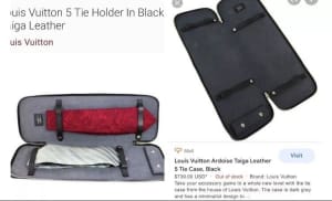 Authentic Louis Vuitton Ardoise Taiga Leather 5 Tie Case, Black