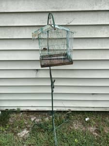 VINTAGE BIRD CAGE AND STAND
