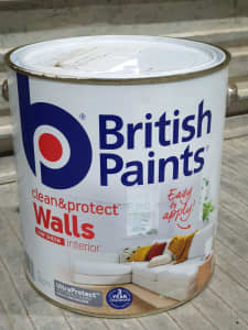 British Paints Low Sheen British White Interior paint 4 Litre New