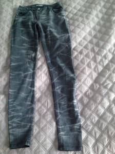 Kookai Denim Tie Dye Skinny Jeans, Black, Size 34