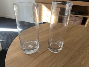 2 Tall Glass Vases