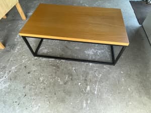 metal frame, oaktop coffee table