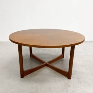Rare Mid Century Parker Round Sundial Teak Coffee Table