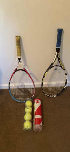 2 tennis rackets with a bag and 6 tennis balls !!!CASH ONLY!!!