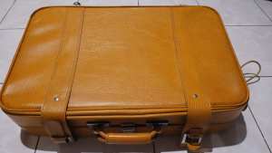 Vintage Leather Suitcase with Wheels