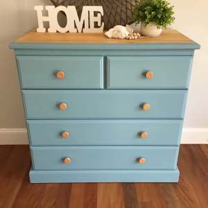 Refurbished solid timber chest of drawers