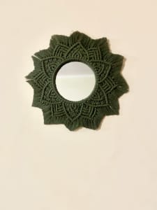 For sale - Handmade Macrame Mandala Mirror | Dark Green