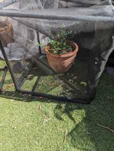 garden grow-bags, pest-nets with frames, clips