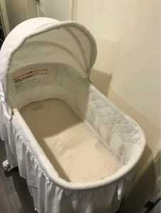 Childcare rocking bassinet double skirt white open for offer