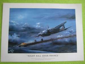 WW2 MOSQUITO 456 SQN RAAF PRINT NIGHT KILL OVER FRANCE BOB COWPER
