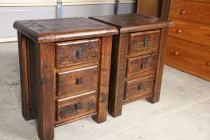 VGC solid timber country rustic 2 matching bedside tables