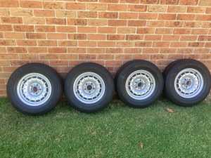 Set of 4 Mercedes Classic OEM 14 x 6 alloy Bundt wheel rims & Tyres
