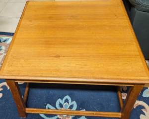 Vintage Square coffee table by Parker Furniture and wooden glass cabin