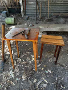 Handmade tables, stools, benches
