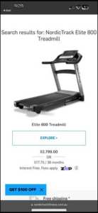 Nordic Track Elite 800 Treadmill