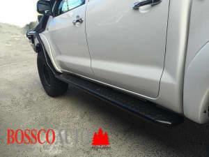 Heavy Duty Black Side Steps With Brush Bars For Toyota Hilux 05 - 14