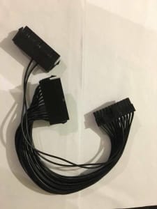 Dual PSU Cable Extension Adapter ATX 20 4 24Pin Power Supply Sync Sta