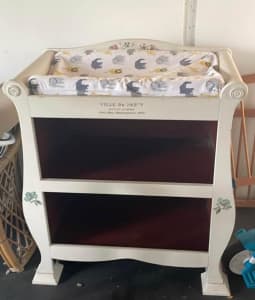 White timber baby change table