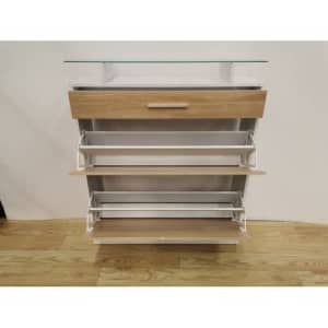 Elevate Your Shoe Storage with Our Stylish Glass Top Shoe Rack KL009