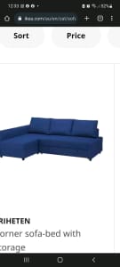 Ikea bed couch with storage for sale. Friheten