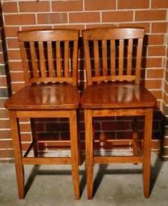 2 Matching Solid Wooden Stools
