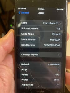 iPhone 8 64gb factory reset - cracked screen