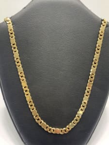18ct gold curb bar link chain necklace 23.1 grams 57cm. New
