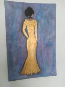 Large, original painting, signed, unframed. (90 x 60 x 2 cms)