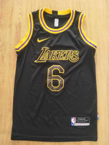 New Men Youth Lebron Lakers 6 City Jersey Black Size S 