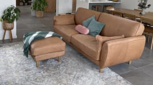 Freedom Furniture Finn Leather couch & ottoman