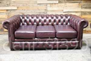 Moran 3 Seater Leather Chesterfield. Excellent Condition
