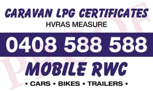 Caravan LPG Gas Certificates Roadworthy Certificates