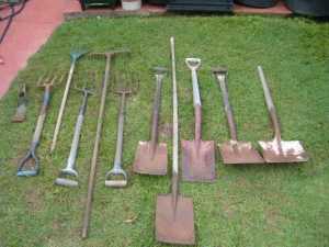 Collection Garden Tools Spades Shovels Metal Rake Pick Head