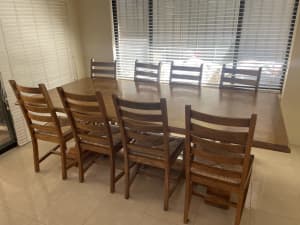 Fruitwood dining table and chairs