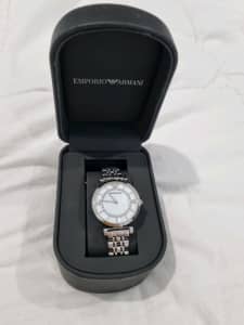 Womans Emporio Armani Gianni T-bar watch silver