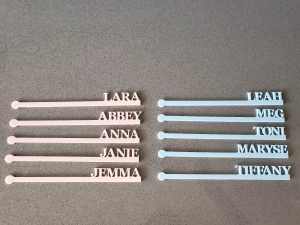 Cocktail sticks stirrers PERSONALISED coloured acrylic