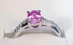 Pink Sapphire and Diamond Ring : Brand New