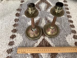 Brass vintage candle stick holders pair