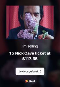 1x Nick Cave Melbourne Concert ticket 25/4/24
