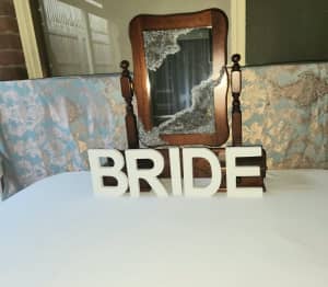 Wooden bride letters.