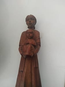 Sculpture fine wooden black forest mother and child