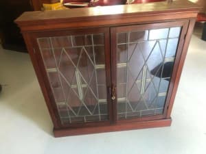 Superb Antique display cabinet front with lead light glass