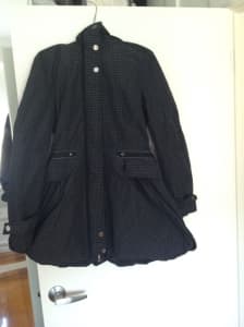 San Dee Ladies Coat/Jacket With Lining, Black/White Spots, Size S