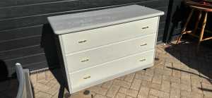 High gloss grey and white tallboy with 3 drawers